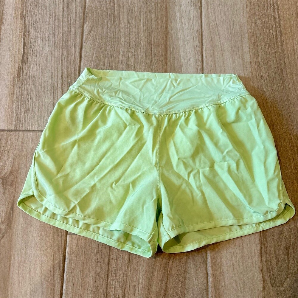 GB Girls Running Shorts Womens Size L Neon Lime Green Built-In Liner
